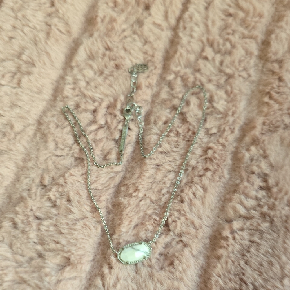 Silver White Oval Pendant Necklace - Women's Jewelry